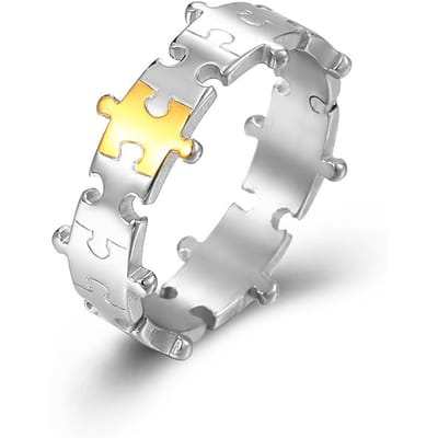 Een Niche Design Neutrale Stijl Puzzel Partnerring Een Niche Licht Luxe Titanium Stalen Ring 7# gray
