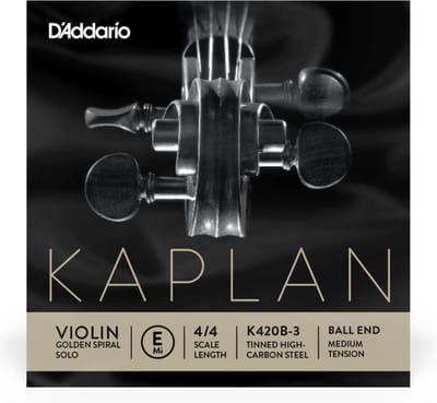D'Addario K420B-3 Kaplan losse E Snaar viool 4/4 Scale, Medium Tension ball end