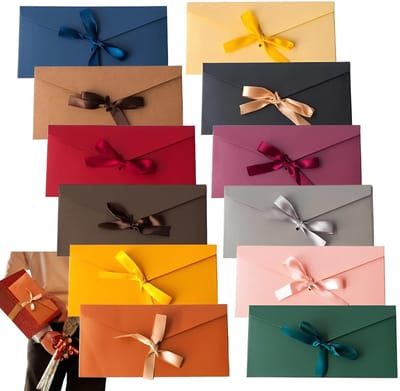 Dailygoods- Geschenkenvelop Retro Look - Gekleurde Enveloppen - Cadeau-enveloppen - Kraftpapier - Verjaardagsenvelop - 12 Stuks - Cadeauenvelop