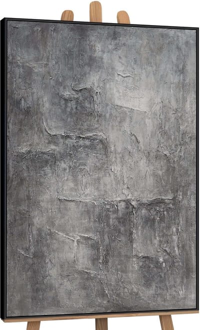Canvas schilderij 120x80 cm handgeschilderd geheugen van steen – YS-Art Gallery – Lijst: Zwart – Luxe wanddecoratie
