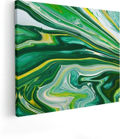 Artaza Canvas Schilderij Abstract Groen - 50x40 cm - Wanddecoratie Woonkamer - Muurdecoratie Modern - Kamer Accessoires