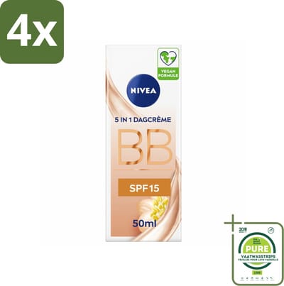 NIVEA - Essentials BB Crème Medium - BB Crème - SPF 15 - Hydrateert & Camoufleert - 50 ml - Voordeelverpakking - 4 stuks - BB crème - Dagcrème