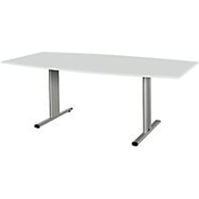 Schäfer Shop  Select Vergadertafel Planova, bootvorm, 2000 x 1000/800 mm, lichtgrijs, accentlijst blank aluminium