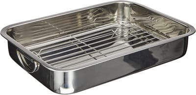 ZRSS® Braadslede - Ovenschaal RVS - Met Inzetstuk - Braadpan Voor Ovengerechten - 40 x 28 x 7,1 cm