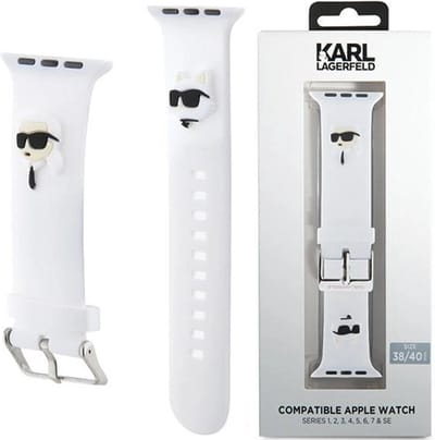 Karl Lagerfeld 3D Rubber Karl&Choupette Heads strap for Apple Watch 38/40/41mm - white