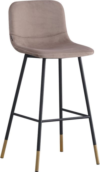 Bronx71® Velvet barkruk Mikky taupe 68 - 79 cm - Barkrukken set van 4 - barstoel