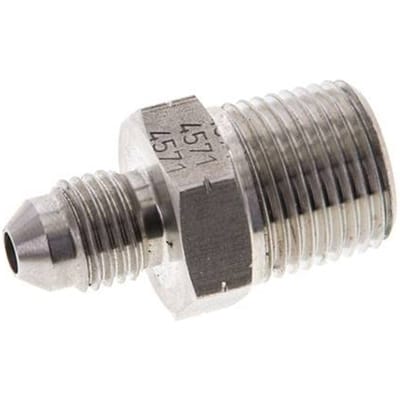 JIC  Dubbele Nippel UNF 7/16''-20 X 3/8'' NPT RVS 210bar