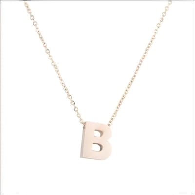 Aramat Jewels | Halskettingen | Rosékleurige Initiaal Ketting RVS – 45cm Gepersonaliseerde Letter Ketting | C | |1,5mm | Staal | Volwassenen | Verkleurd niet