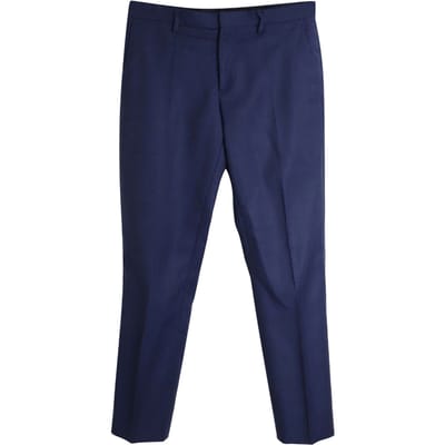Burberry pantalon op maat in blauwe wol