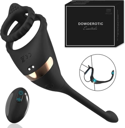 DOWO® - Vibrerende Cockring - Penisring - Cockring Vibrerend - Cockring - Vierdubbele Stimulatie - 9 Vibratiestanden - 4 in 1 - Penis, Testikels ,Anaal & Prostaat Stimulator - Siliconen Cock Ring - Sextoys - Seksspeeltje voor Mannen & Vrouwen