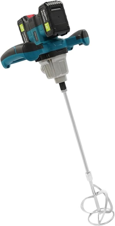 Betonmixer - Mortelmixer Roerder - Materiaal Mengen - Borstelloze Motor - 1200 W - Zwart Blauw Zilver