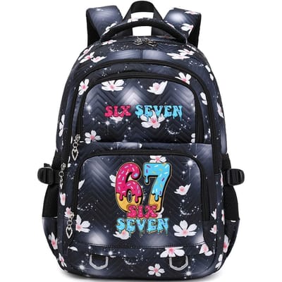 Y2K Zes Zeven IJspje Stijl Rugzakken voor Meisjes Jongens Leuk 67 Nummer Rugzak Waterdicht Laptop Rugzak Tiener Schooltas black