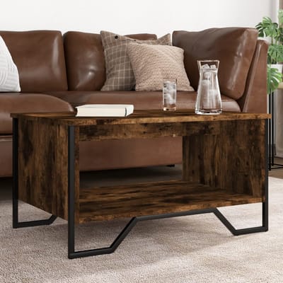 vidaXL - Salontafel - 75x51x40 - cm - bewerkt - hout - gerookt - eikenkleurig