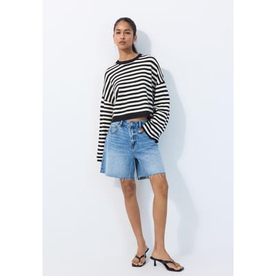 Stradivarius Cropped trui met wijde mouwen  Zwart XS