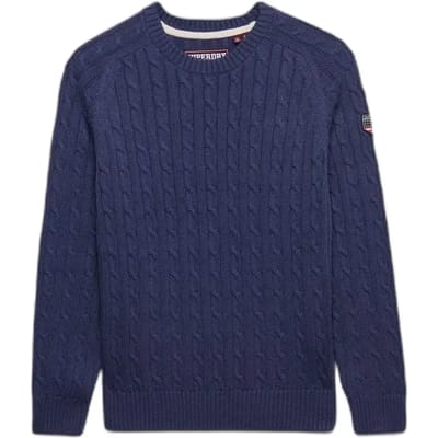 Superdry Slouchy Kabeltrui Blauw Grootte: 44