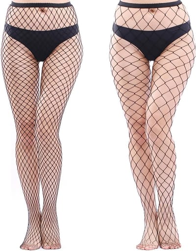 2 paar zwarte netkousen voor dames, elastische en sexy kousen voor kostuum, carnaval en feestelijke gelegenheden