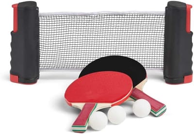 Tafeltennis Set - Pingpong Uitrusting - Sport en Spel - Compleet met Net - Standaard Formaat - Zwart