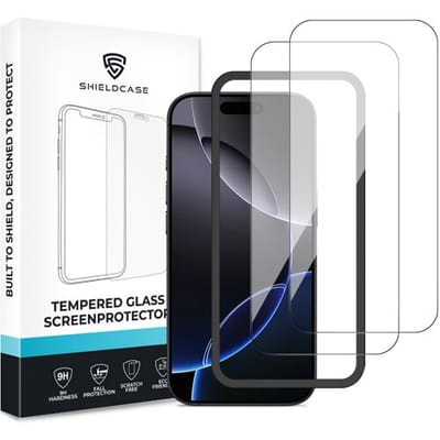 ShieldCase glazen screenprotector geschikt voor Apple iPhone 16 Pro Max screenprotector - Geleverd met montage frame - 2-pack verpakking - screen protector gemaakt van gehard glas
