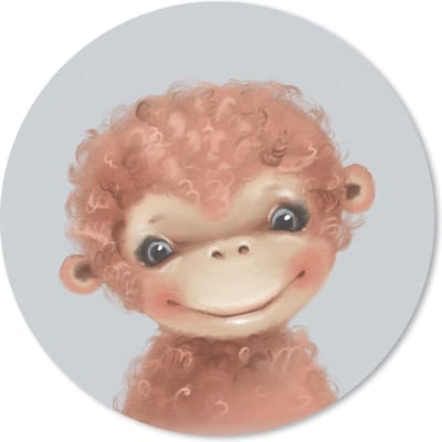Muismat rond 20x20 cm - Mousepad Jungle - Aap - Grijs - Ronde muismatten