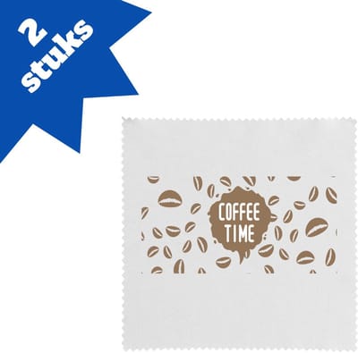 Akyol - coffee time brillendoekjes - Koffie - koffie drinkers/liefhebbers - koffiebonen - verjaardagscadeau - cadeau - kado - geschenk - verjaardag - collega's - 17,8 bij 17,8 cm - 2 stuks