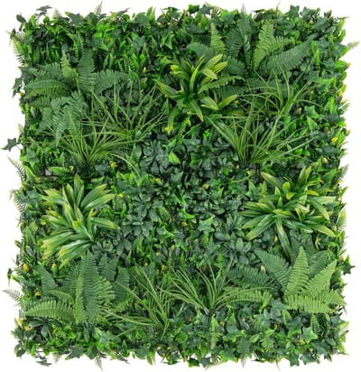 KOMFOTTEU 4 stuks kunstheggen, plantenwand, 50 x 50 cm, panelen met veelzijdige bladeren, gesimuleerd gazon, kunstplant, wandplant voor muur, tuin, balkon, groen