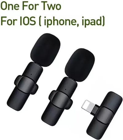 TechU™ 2 Stuks Mini Draadloze Microfoon – voor iOS – iPhone Aansluiting – Interviews Opnemen – Met Clip – Zwart
