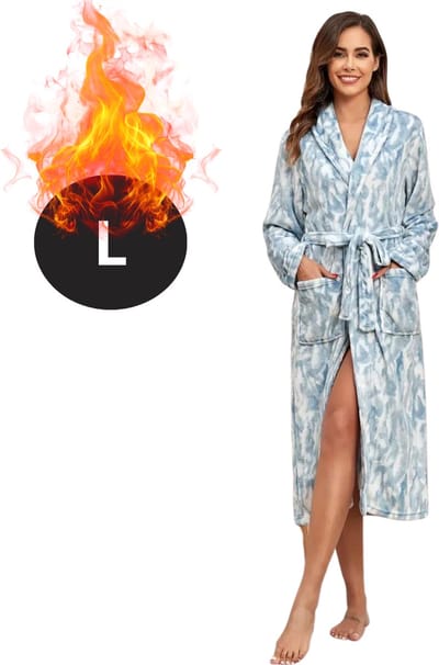 Bovista Badjas Dames - Fleece - Katoen - Badstof - Sauna - Hamam - Wafel - Bathrobe - Duster - Ochtendjas - Spa - Kimono - Lichtblauw L