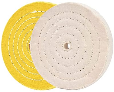 Polijstschijven voor werkbankslijpmachine - 6 inch, witte en gele polijstwielen (2 stuks)