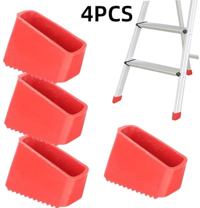 4 stuks-Antislipvoetjes voor ladders - antislipkussentjes - laddervoetjes - accessoires voor A-frame ladders - geschikt voor de meeste ladders - rood - 5,5*2,5*3,8 cm - binnendiameter 2*5 cm