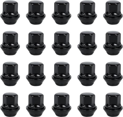 Gesloten wielmoeren M12 x 1,5 voor diverse Ford modellen, 20 stuks, zwart, stalen kegelzitting