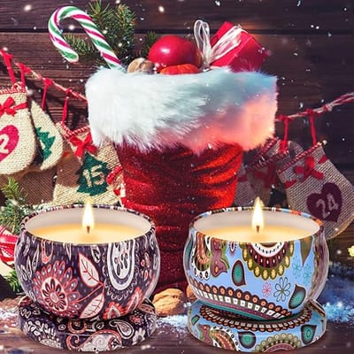 Geurkaarsen, cadeauset, 8 stuks, vanille, lavendel-aroma-kaarsen, reiskaarsen voor vrouwen, sojakaarsen, 100-120 branduren voor yoga, aromatherapie, stressvermindering, Valentijnsdag, verjaardag, Kerstmis