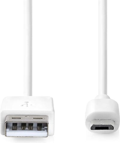 Nedis USB-Kabel - USB 2.0 - USB-A Male - USB Micro-B Male - 480 Mbps - Vernikkeld - 2.00 m - Rond - PVC - Wit - Doos