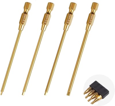 Zeskant Schroevendraaiers - Moerdriver Gereedschap - RC Model Reparatie - 4 Precisie Maten - 15 tot 3 mm - Goudkleurig