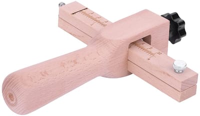 Allecto - Houten Snijgereedschap met 5 Bladen - Verstelbare Leren Strip Cutter - Ideaal voor Creatieve Projecten - Snijgereedschap - Geschikt voor ...
