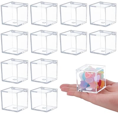 Dailygoods- Snoepdozen 30 stuks - Doorzichtige Plastic Dozen - Kleine Vierkante Dozen - Transparante Geschenkdozen - Elegant Kubusvormig - 5 x 5 x 5 cm - Giftboxen