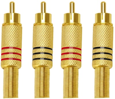 RCA Audio Stekkers - Cinch Connectoren - Signaal Verbinding - Vergulde Contacten - 8 cm - Rood Zwart