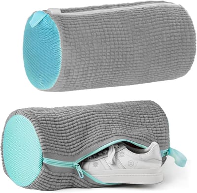 Set van 2 Waszakken voor Schoenen, Geschikt voor de Wasmachine, Herbruikbaar voor Sport- en Canvas Schoenen, Grijs