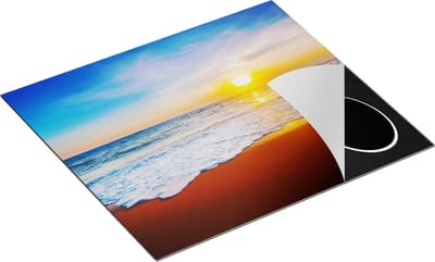 Chefcare Inductie Beschermer Strand en Zee tijdens Zonsondergang - 60x50 cm - Afdekplaat Inductie - Kookplaat Beschermer - Inductie Mat