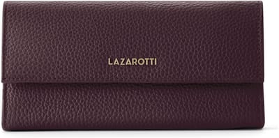 Lazarotti Leren portemonnee Bologna Leather Wallet With 12 Card Slots Burgundy donkerbruin