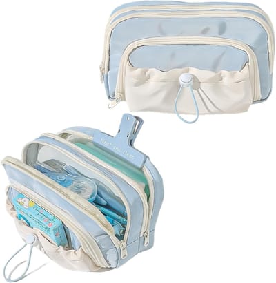 VHV - Pennenetui - Bureau etui - Pennenhouder - Trekkoord etui - Grote pennenbak - Etui met opening - Bureau organizer - Pennenzak met rits - Voor bureau - Voor school - Voor kantoor