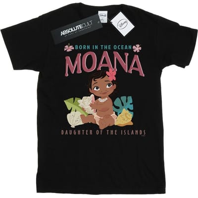 Disney Dames/Dames Moana Geboren in de Oceaan Katoenen Vriendje T-shirt (Zwart)