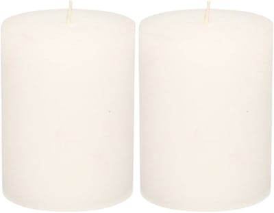 Atmosphera Stompkaars - 2x - wit - 7 x 9 cm - middel rustiek model - cilinderkaars - kaars