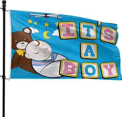 VlagDirect - Geboortevlag Jongen - Jongen geboorte vlag - 90 x 150 cm.