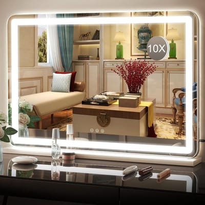 Make-upspiegel met verlichting - Hollywood spiegel - Perfecte make-up - 3 kleurtemperaturen - 80 x 55 cm - Wit
