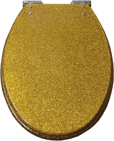 Glanzende hars wc-bril - Dikke toiletzitting - Badkamer vernieuwen - Softclose en Quick-Release - 40-47 cm lengte - Glitter effect