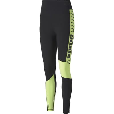 PUMA  - Maat XS- Train Logo High Rise 7/8 Tight - Puma Black-Fizzy Yellow - Vrouwen