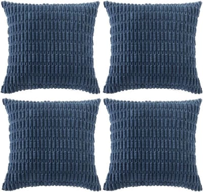 Decoratieve Kussenslopen - Stoffige Blauwe Hoezen - Woonkamer Bank - Zacht Pluche Corduroy - 40x40 cm - Blauw