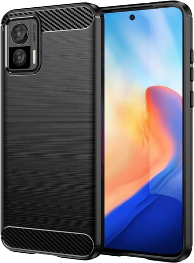 Geborsteld TPU Hoesje Geschikt voor Motorola Edge 30 Neo | Beschermhoes | Back Cover | Flexibel TPU | Stijlvol Carbon | Dun | Zwart