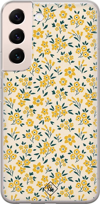 Casimoda® hoesje - Geschikt voor Samsung S22 Plus - Yellow Garden - Backcover - Siliconen/TPU - Goudkleurig