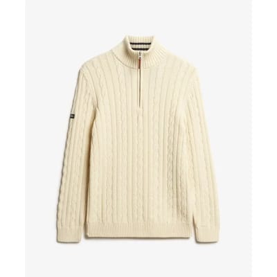 Superdry - Classics kabeltrui van katoen met halve rits - Heren - Sweaters
